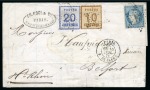 Stamp of France » Siège de Paris 1871, Alsace-Lorraine 10c et 20c affranchissement mixte