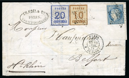 1871, Alsace-Lorraine 10c et 20c affranchissement mixte