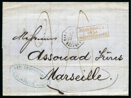 1872, Lettre d'Alexandrette (BFE, Turquie) cachet à