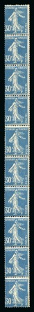 Stamp of France » Émissions à partir de 1900 1924-26, Y&T 192c type IIC en bande de 10, imperfections