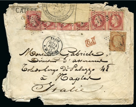 ITALIE, 1871, Lettre pour Naples (Napoli) ayant subi