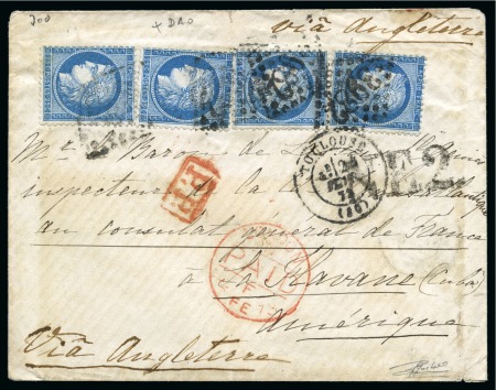 CUBA, 1873, Lettre pour la Havane affranchissement