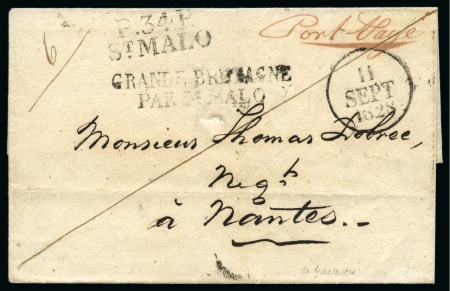 1828, Lettre avec mention manuscrite de port payé