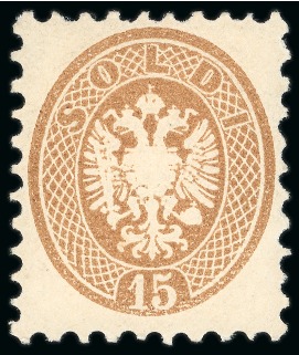 Stamp of Italian States » Lombardy Venetia 1864 15s brown, mint o.g.