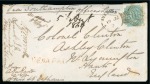 BUSHIRE: 1869 Envelope to England, franked QV 4a tied Bushire duplex "308"
