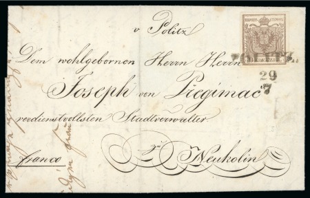 Politz - Bohemia (Böhmen). 1850 6kr on cover, Müller 2200a