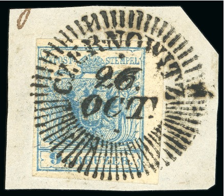 Stamp of Austria » Bukovina (Bukowina) Czernowitz - Bukovina (Bukowina). 1850 9kr on piece, Müller 475d