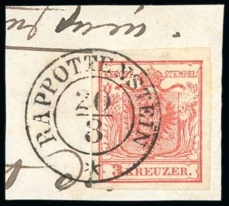 Rappottenstein - Lower Austria (Niederösterreich). 1850 3k on piece, Müller 2319a
