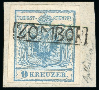 Zombor - Voivodeship of Serbia (Woiwodschaft Serbien). 1850 9kr, Müller 3360a