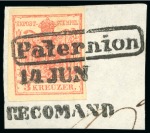 Paternion - Carniola (Krain). 1850 3kr, single and pair used in black and blue, Müller 2084a+ab