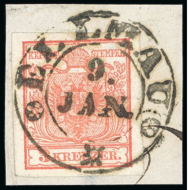 Ellmau - Tyrol (Tirol). 1850 3kr on piece, Müller 625a