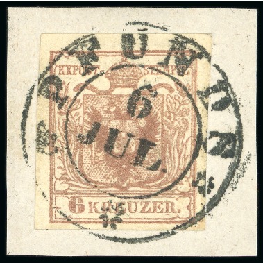 Pfunds - Tyrol (Tirol). 1850 6kr on piece, Müller 2141a