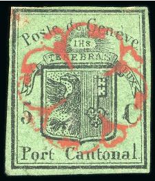 Stamp of Switzerland / Schweiz 1843-50, kleine Zusammenstellung von vier losen gestempelten Marken mit meist nur kleinen Qualitätseinschränkungen