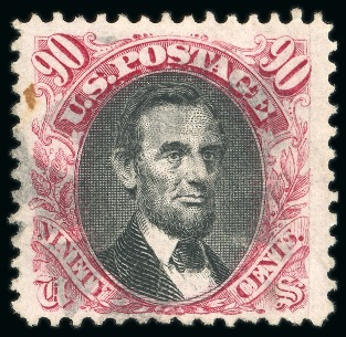 Stamp of United States 1845-1898, Small group of four stamps incl. 1869 90c Lincoln used