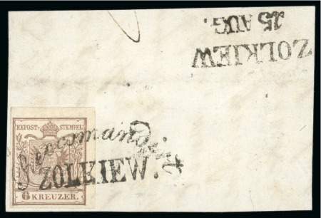 Stamp of Austria » Galizia (Galizien) Zolkiew, in modern day Ukraine - Galizia (Galizien). 1850 6kr, good margins,