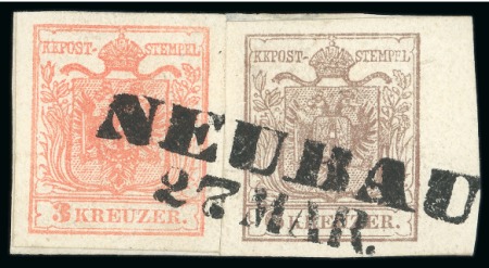 Neubau - Upper Austria (Oberösterreich). 1850 3kr and 3kr+6kr, Müller 1867a+b