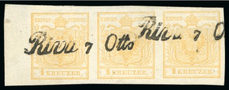 Riva - Tyrol (Tirol). 1850 1kr in marginal strip of three