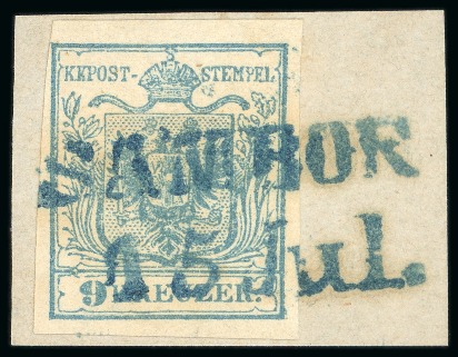 Sambor, in modern day Ukraine - Galizia (Galizien). 1850 9kr, Müller 2443a in blue