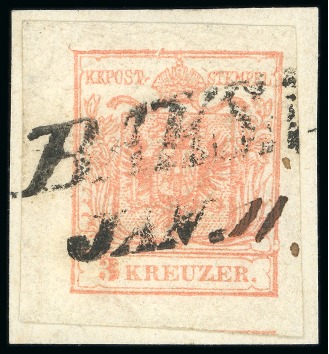 Baksa - Hungary (Ungarn). 1850 3kr, Müller 133b with ms day