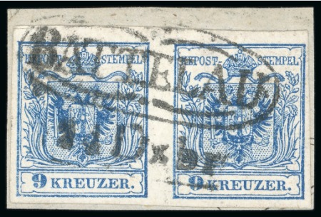 Battelau - Moravia (Mähren). 1850 9kr pair, Müller 165a