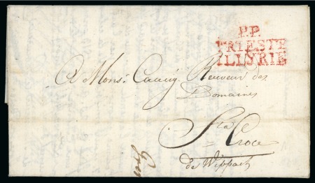 1813 Entire with clear red "P.P. / TRIESTE / ILLYRIE" hs, datelined "Empire francaise / Province Illyriennes"