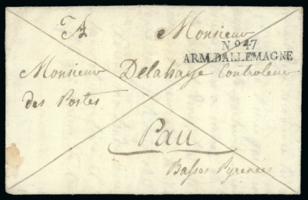 Stamp of Austria 1809 (Sep 27) Entire from Klagenfurt to Pau, France, with crisp "No. 47 / ARM. D'ALLEMAGNE" hs