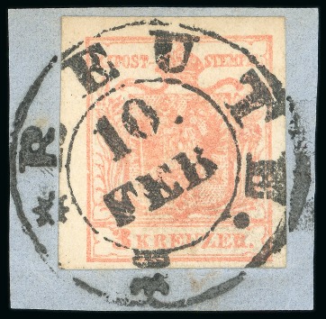 Tyrol (Tirol). 1850 First-Issue assembly of 44 usages, nearly all on piece and one cover