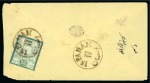 1881 Recessed Mitra Issue 5sh (25c) deep green and green, tied ISPAHAN cds on reverse of 1881 envelope to Yezd