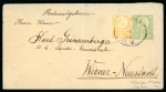 1871 litho 3kr green postal stationery envelope combined with engraved 2kr