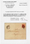 Stamp of France » Type Cérès de 1849-1850 1849, Cérès 1 franc VERMILLON VIF sur enveloppe pour