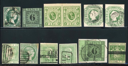 Stamp of Large Lots and Collections Europe: 1851-1861 Small group of mostly used European classic stamps 