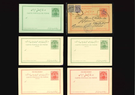 Stamp of Persia » Collections, Lots etc. 1892-36, Group of 9 postal stationery cards incl. 1903 3ch on 5ch picture postal card uprated to Germany