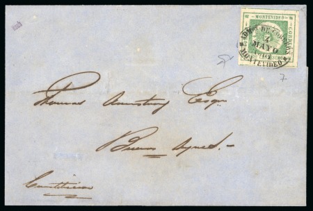 Stamp of Uruguay 1859 180c green, type 7, on cover