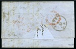 1855-63 1s Deep Dark Green, 1d brick-red and 1d rose-red, on 1860 (Oct 22) wrapper from Cape Town to Stettin, Prussia