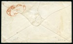 Stamp of South Africa » Cape of Good Hope 1861 Woodblock 4d pale grey-blue, just touched at foot, tied to envelope by triangular cancel