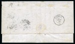 1857 Entire letter from Shanghai to Cadiz (Spain), carried via a forwarding agent in Gibraltar and franked by Spain 1855 4cu