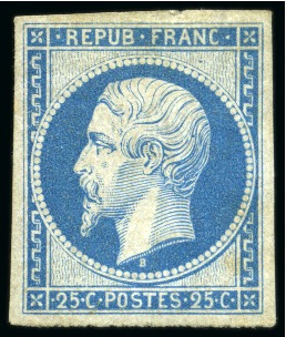 Stamp of France » Présidence de 1852 1852, Y&T n°10c Présidence 25 centimes bleu réimpression