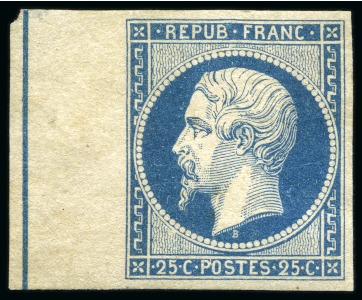 Stamp of France » Présidence de 1852 1852, Y&T n°10 Présidence 25 centimes bleu, regommé,