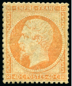 Stamp of France » Empire 1853-1862 1862, Y&T n°23 Empire dentelé 40 centimes orange,