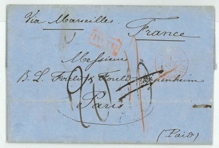 Stamp of China 1856 (July 31) Entire letter from Shanghai to Paris