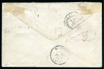 Stamp of Japan » Foreign Post Offices » French Post Office 1873 (Dec 22) Small envelope to Bourdeaux, bearing 'Siège' 40c (2), perf. 'Cérès' 5c and 15c