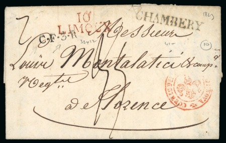 Stamp of France 1823, Lettre de Limoux pour Florence, marque postale