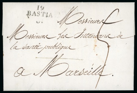 Stamp of France 1819, Lettre écrite à Bastia par le Commissaire de
