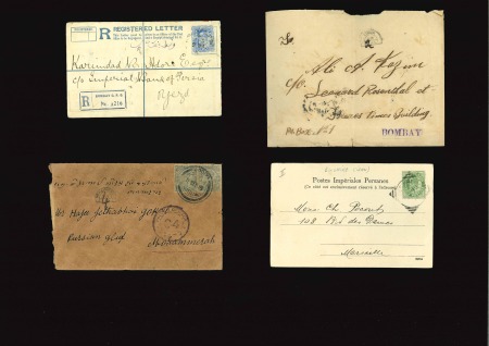 1910-21, Group of four covers from or to Indian postal agencies in Persia