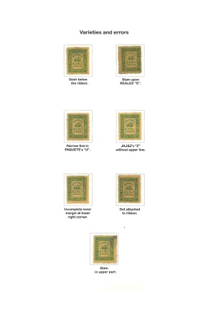Stamp of Venezuela » Ship Post Jesurun 1869 1/2r green, perf. 10, two exhibition pages with 14 varieties