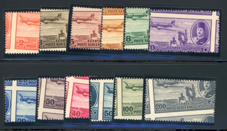 Stamp of Egypt » Airmails 1947 Airmail 2m to 200m complete of twelve, mint nh