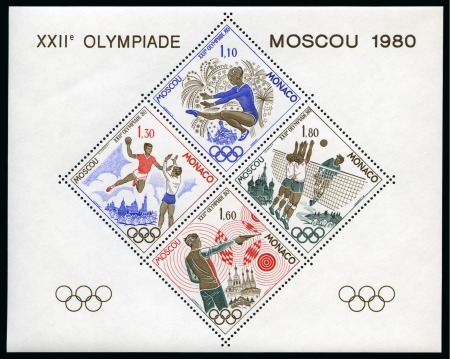 1980, Lot de 10 blocs spéciaux Jeux Olympiques de