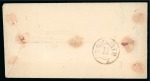 Stamp of Persia » 1876-1896 Nasr ed-Din Shah Issues 1876 First Portrait 1sh rose and black, perf. 11, plus 2sh green and black, neatly tied by BOUSHIR/25.10 cds on cover