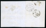 Stamp of Romania 1869 10b and 25b on cover front with one back flap addressed to Geneva