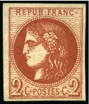 1870, Y&T n°40Bf 2 centimes rouge-brique foncé report